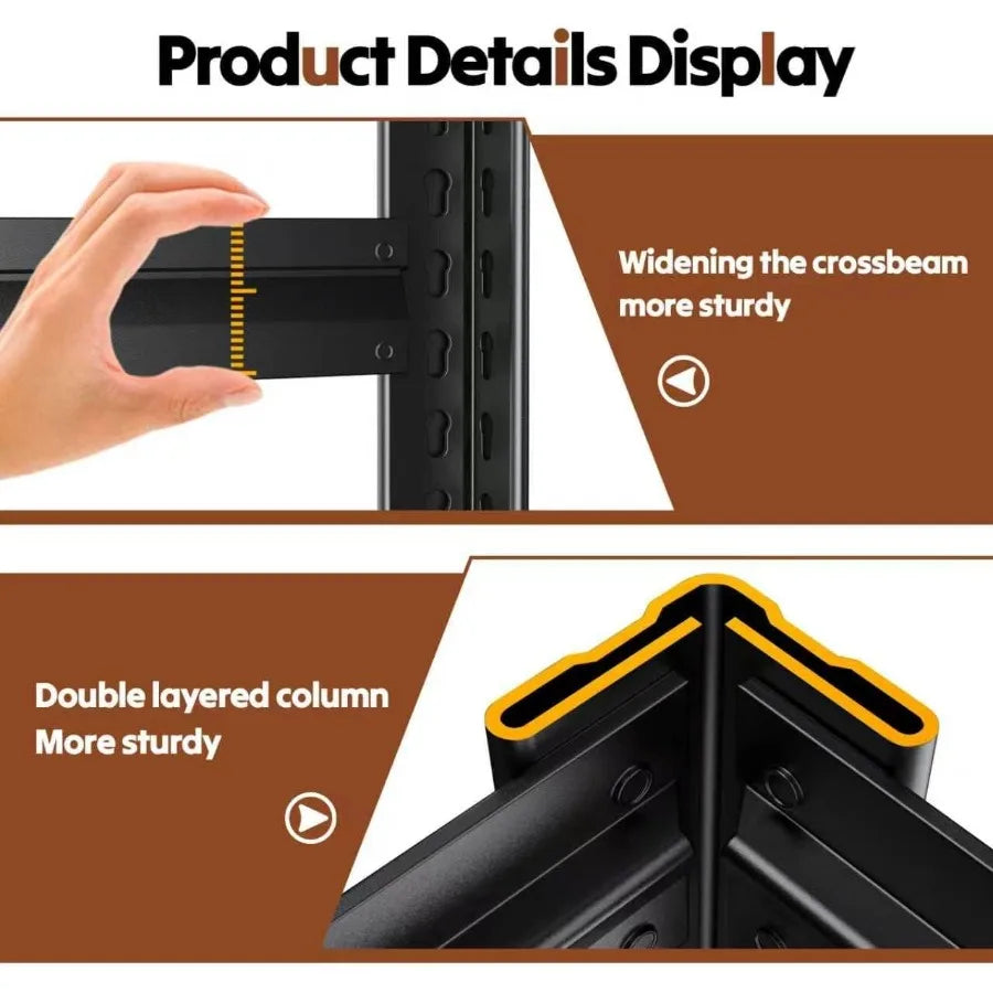 78''H Storage Shelves, Wood Garage Shelving, Adjustable Heavy Duty Shelving Unit, 5T Tall Garage Shelves Wood Metal Standing Sh