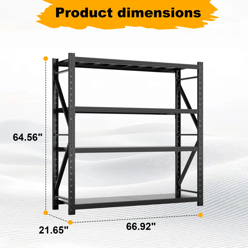 Heavy Duty Garage Shelving Units 64.5"H"67"W 21.6"D, 4-Tier Steel Adjustable Metal Storage Shelves,3000 lbs Industrial Rack for Garage Organization,Basement,Warehouse,Workshop,Utility Shelving for Tools