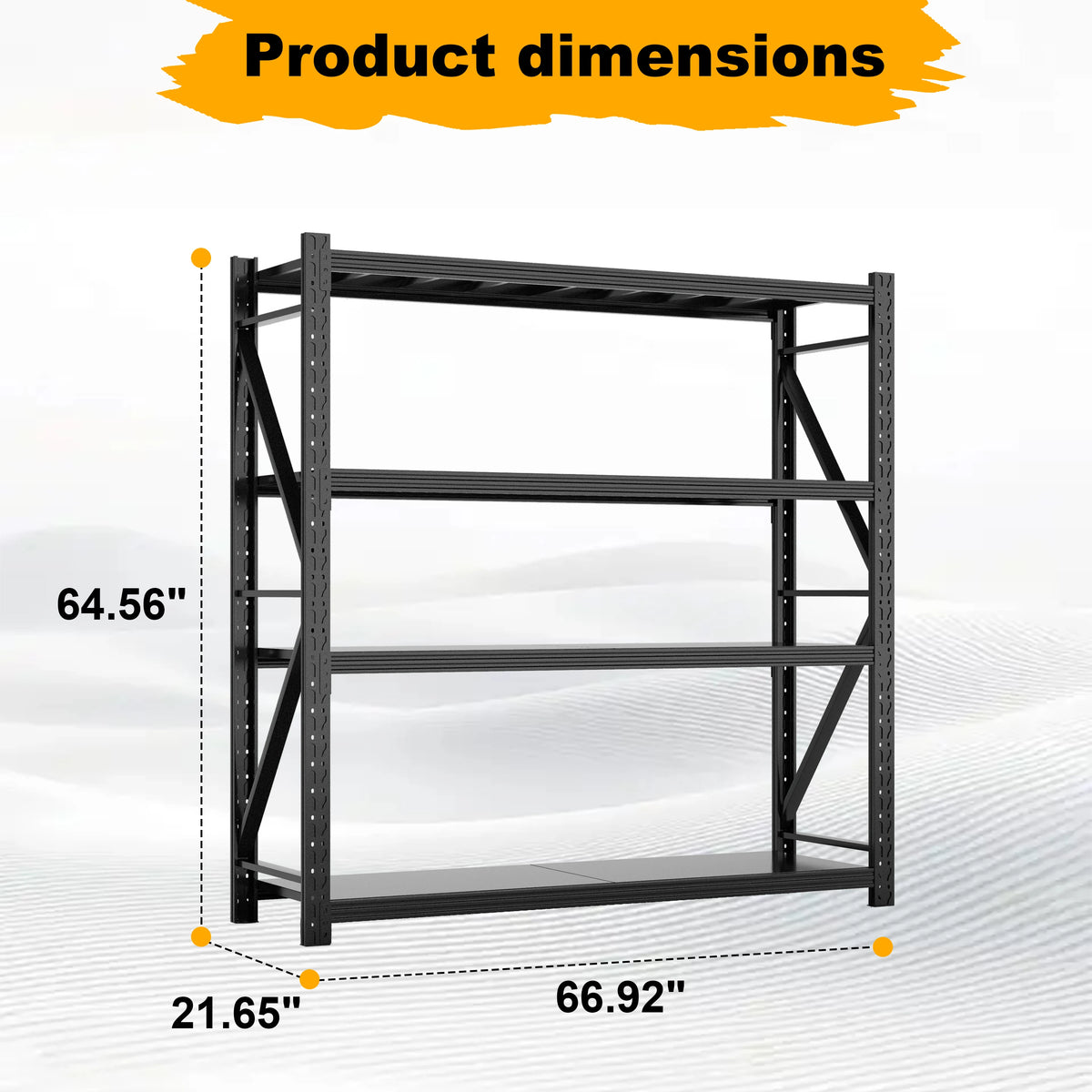 Heavy Duty Garage Shelving Units 64.5"H"67"W 21.6"D, 4-Tier Steel Adjustable Metal Storage Shelves,3000 lbs Industrial Rack for Garage Organization,Basement,Warehouse,Workshop,Utility Shelving for Tools