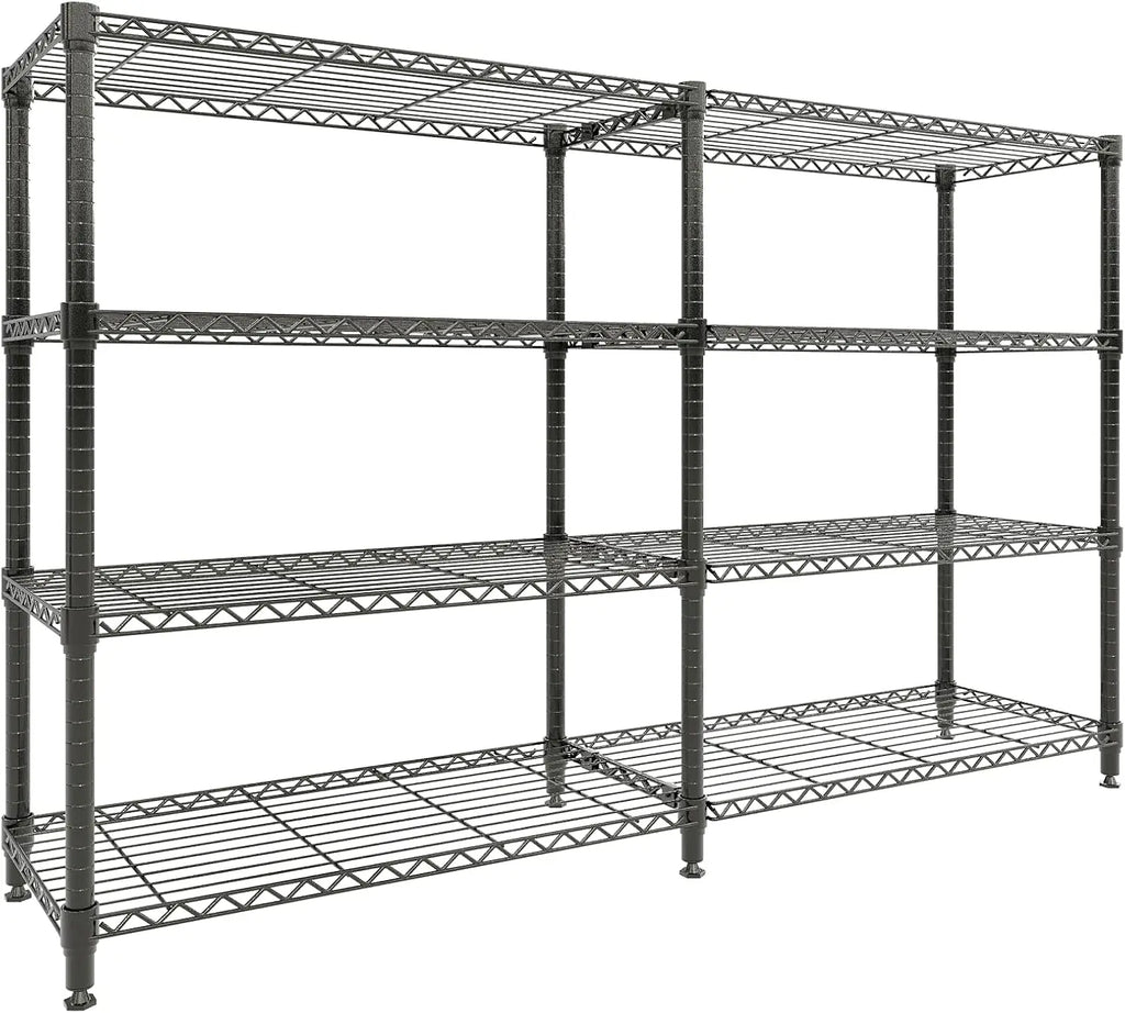 4-Tier Heavy Duty Metal Storage Shelves, 60"W – 1060LBS Capacity Adjustable Wire Rack, Convertible L-Shaped Standing Shelving Unit for Garage, Kitchen, Pantry & Commercial Use