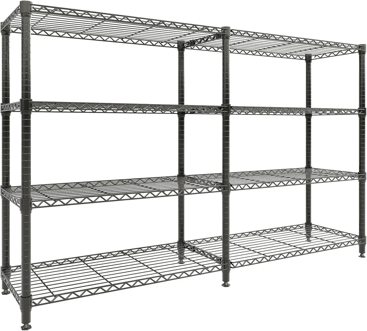 4-Tier Heavy Duty Metal Storage Shelves, 60"W – 1060LBS Capacity Adjustable Wire Rack, Convertible L-Shaped Standing Shelving Unit for Garage, Kitchen, Pantry & Commercial Use