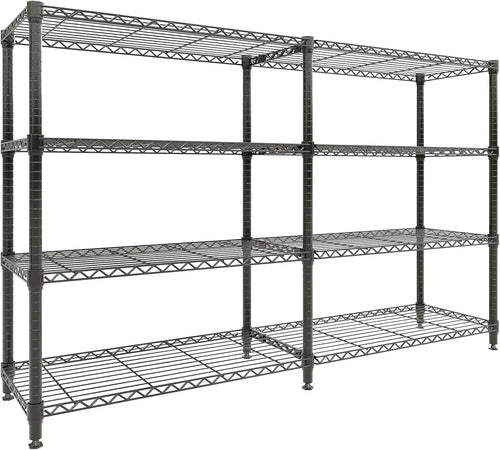 4-Tier Heavy Duty Metal Storage Shelves, 60"W – 1060LBS Capacity Adjustable Wire Rack, Convertible L-Shaped Standing Shelving Unit for Garage, Kitchen, Pantry & Commercial Use